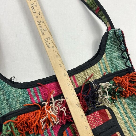 Boho Fringed Woven Crossbody Purse Tribal Festival Bag Multicolor Southwest - Picture 8 of 12